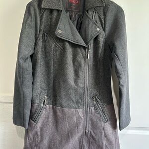 Yoki Gray Trench Coat Asymmetrical Zip Design